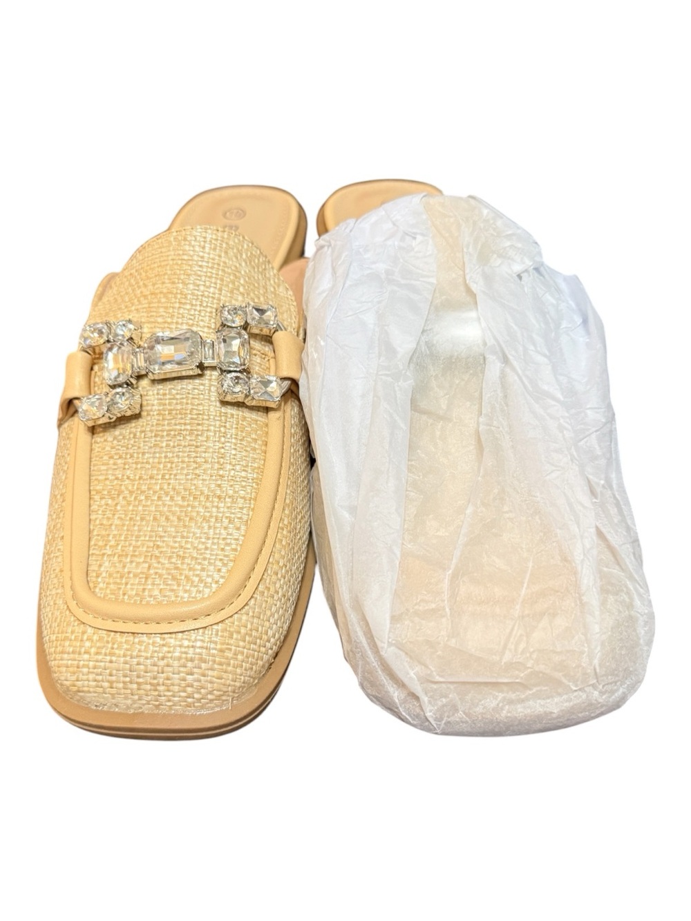 Berness Rhinestone Raffia Mule Loafers Women’s Size 10 NWOB